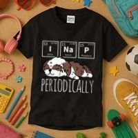 Funny Science I NAP Periodic Table Meme Meh Shih Tzu Dog Kids T-Shirt thumb 3