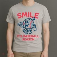 Funny Smile ItS Baseball Season Wo T-Shirt thumb 3
