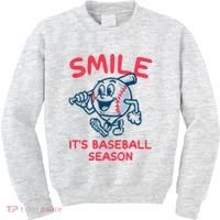 Funny Smile ItS Baseball Season Wo Kids Sweatshirt thumb 0