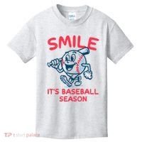 Funny Smile ItS Baseball Season Wo Kids T-Shirt thumb 0