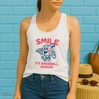 Funny Smile ItS Baseball Season Wo Women's Tank Top thumb 2