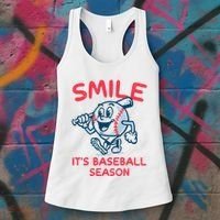 Funny Smile ItS Baseball Season Wo Women's Tank Top thumb 3
