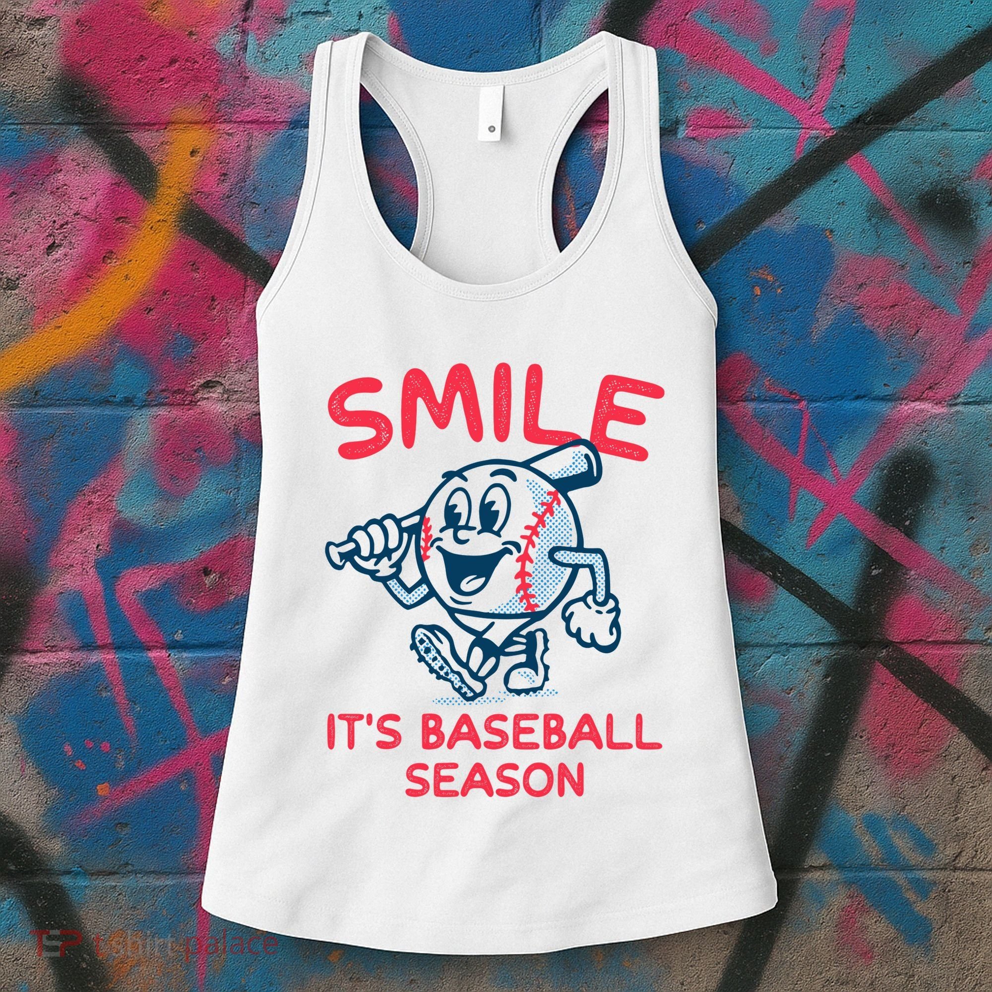 Funny Smile ItS Baseball Season Wo Women's Tank Top