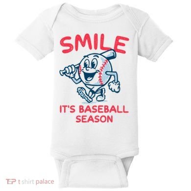 Funny Smile ItS Baseball Season Wo Baby Bodysuit