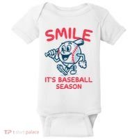 Funny Smile ItS Baseball Season Wo Baby Bodysuit thumb 0