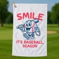 Funny Smile ItS Baseball Season Wo Golf Towel thumb 1