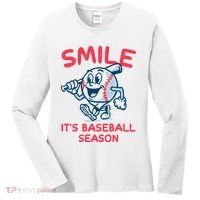 Funny Smile ItS Baseball Season Wo Women's Long Sleeve Shirt thumb 0