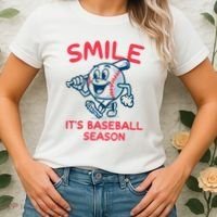 Funny Smile ItS Baseball Season Wo Women's T-Shirt thumb 2