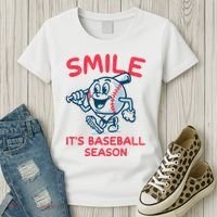 Funny Smile ItS Baseball Season Wo Women's T-Shirt thumb 3