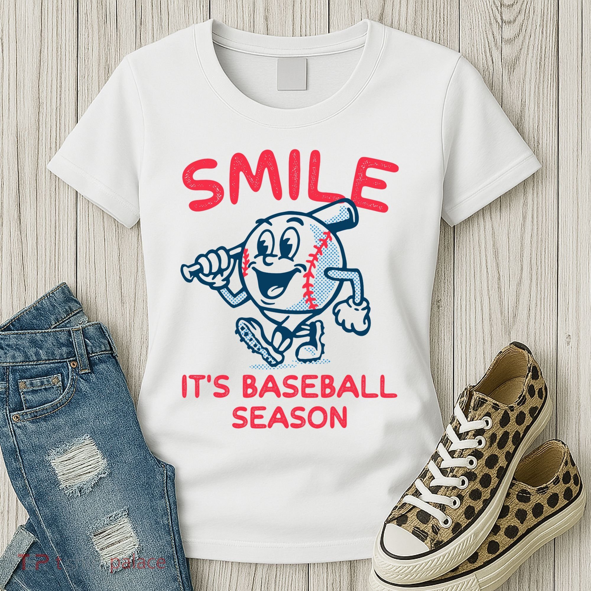 Funny Smile ItS Baseball Season Wo Women's T-Shirt