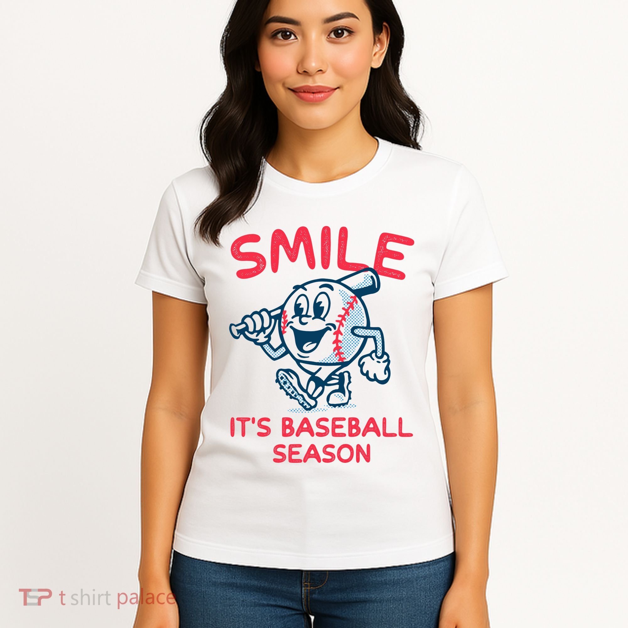 Funny Smile ItS Baseball Season Wo Women's T-Shirt