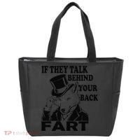 Funny Sayings If They Talk Behind Your Back Fart Wolf Tote Bag thumb 0