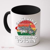 Funny Santa Jaws Shark Christmas Lights Sharkmas Xmas Retro Great Gift Coffee Mug thumb 0