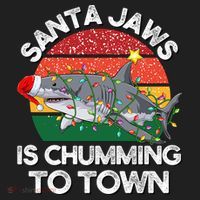 Funny Santa Jaws Shark Christmas Lights Sharkmas Xmas Retro Great Gift Beanie thumb 2