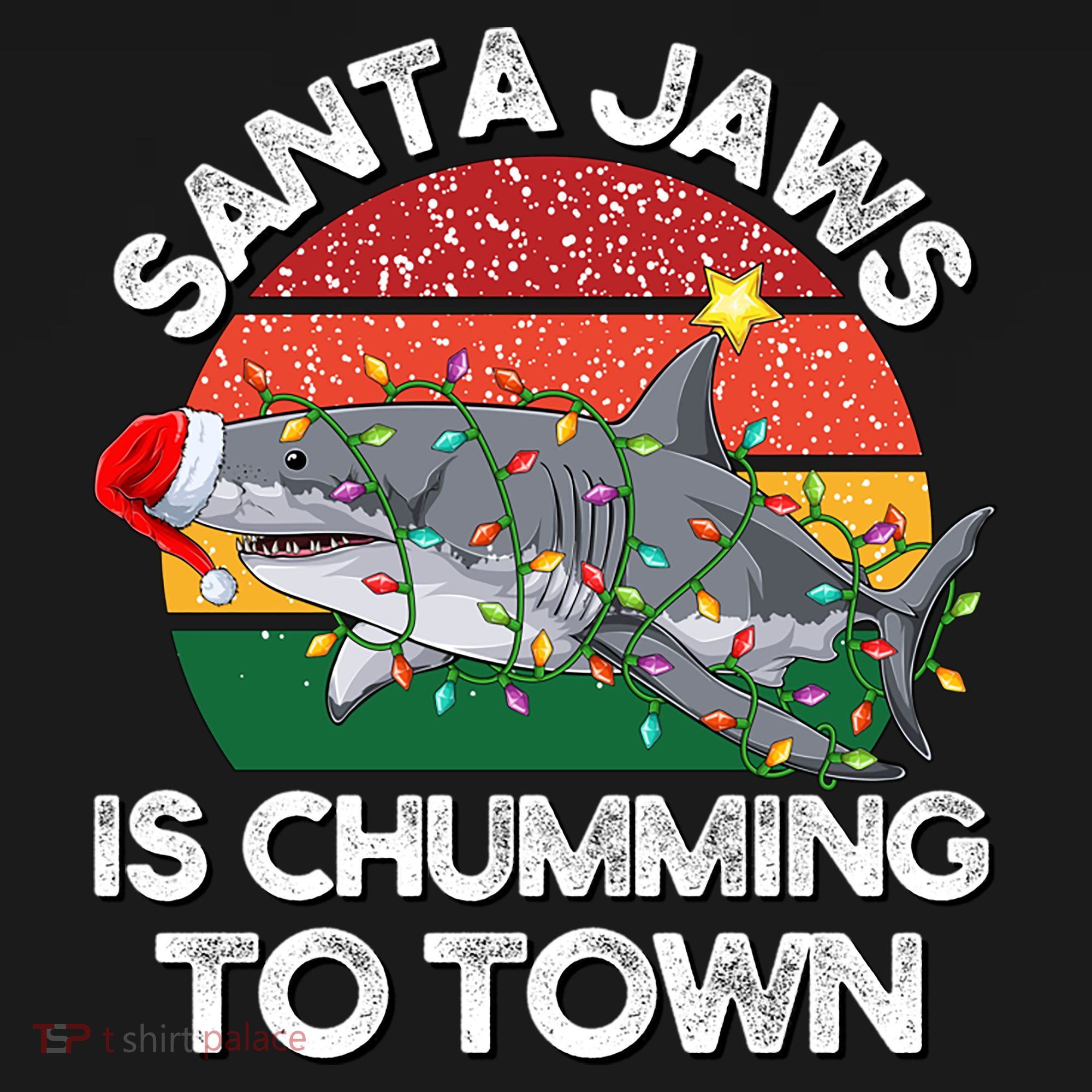 Funny Santa Jaws Shark Christmas Lights Sharkmas Xmas Retro Great Gift Ornament