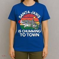 Funny Santa Jaws Shark Christmas Lights Sharkmas Xmas Retro Great Gift T-Shirt thumb 4