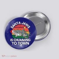 Funny Santa Jaws Shark Christmas Lights Sharkmas Xmas Retro Great Gift Button thumb 0