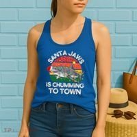 Funny Santa Jaws Shark Christmas Lights Sharkmas Xmas Retro Great Gift Women's Tank Top thumb 2