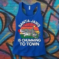 Funny Santa Jaws Shark Christmas Lights Sharkmas Xmas Retro Great Gift Women's Tank Top thumb 3