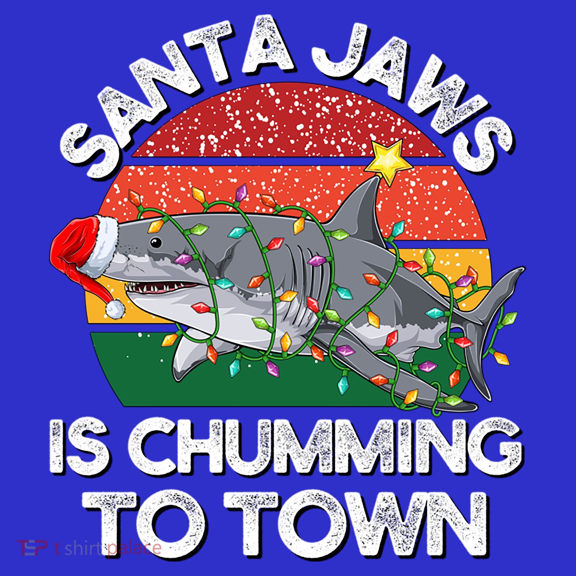 Funny Santa Jaws Shark Christmas Lights Sharkmas Xmas Retro Great Gift Women's Tank Top