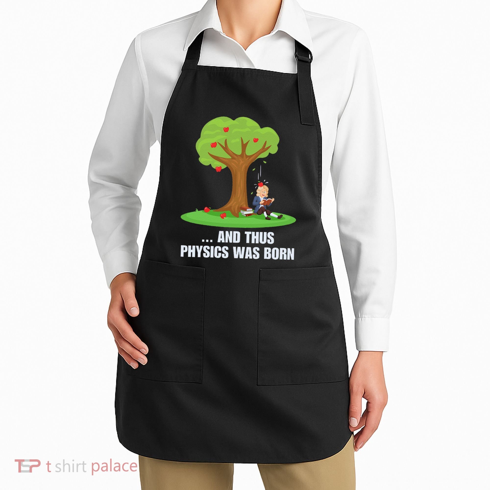 Funny Science Joke Apple Falling On Isaac Newton Physics Fun Apron