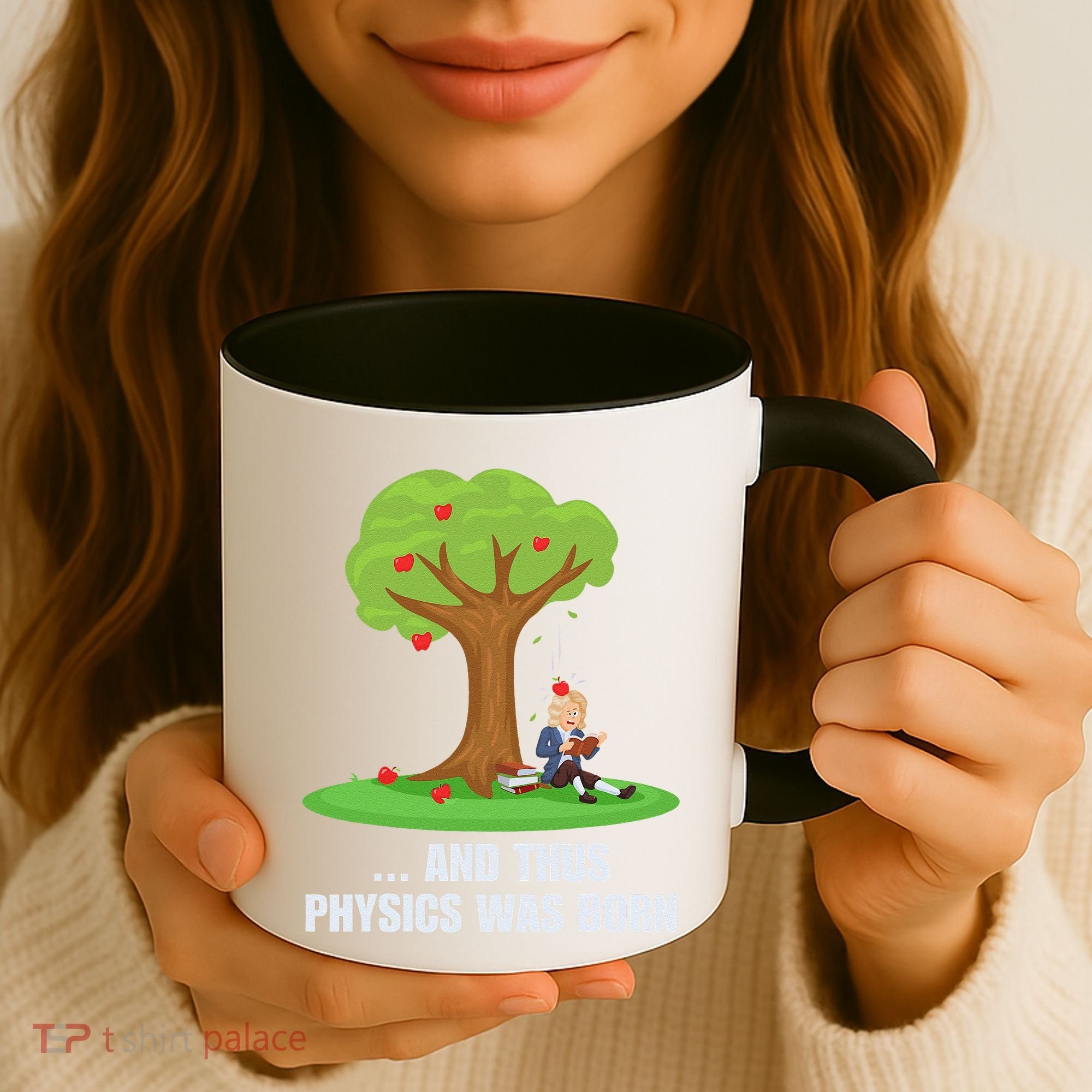 Funny Science Joke Apple Falling On Isaac Newton Physics Fun Coffee Mug