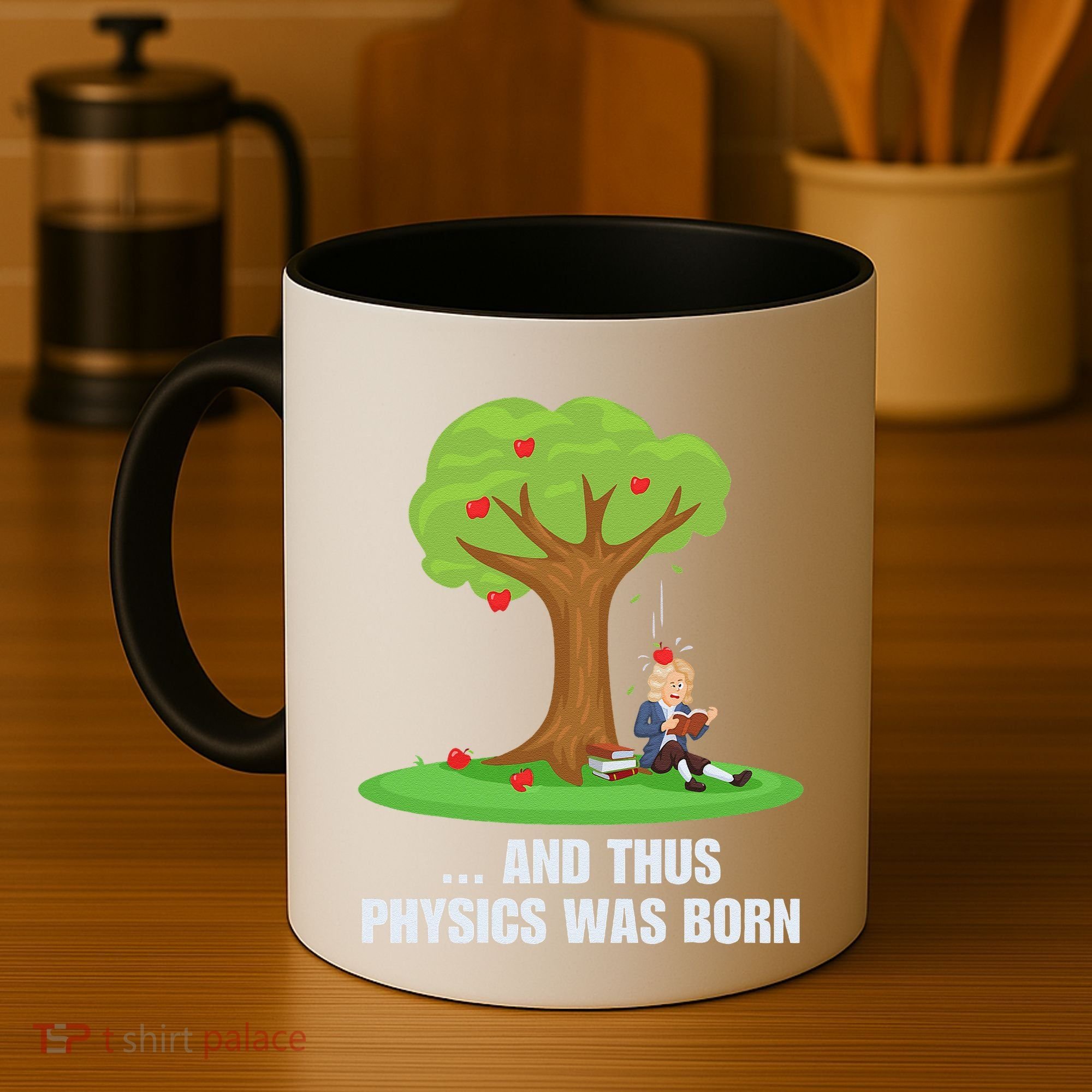 Funny Science Joke Apple Falling On Isaac Newton Physics Fun Coffee Mug