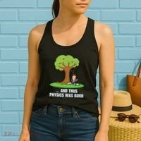 Funny Science Joke Apple Falling On Isaac Newton Physics Fun Women's Tank Top thumb 2