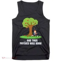 Funny Science Joke Apple Falling On Isaac Newton Physics Fun Tank Top thumb 0