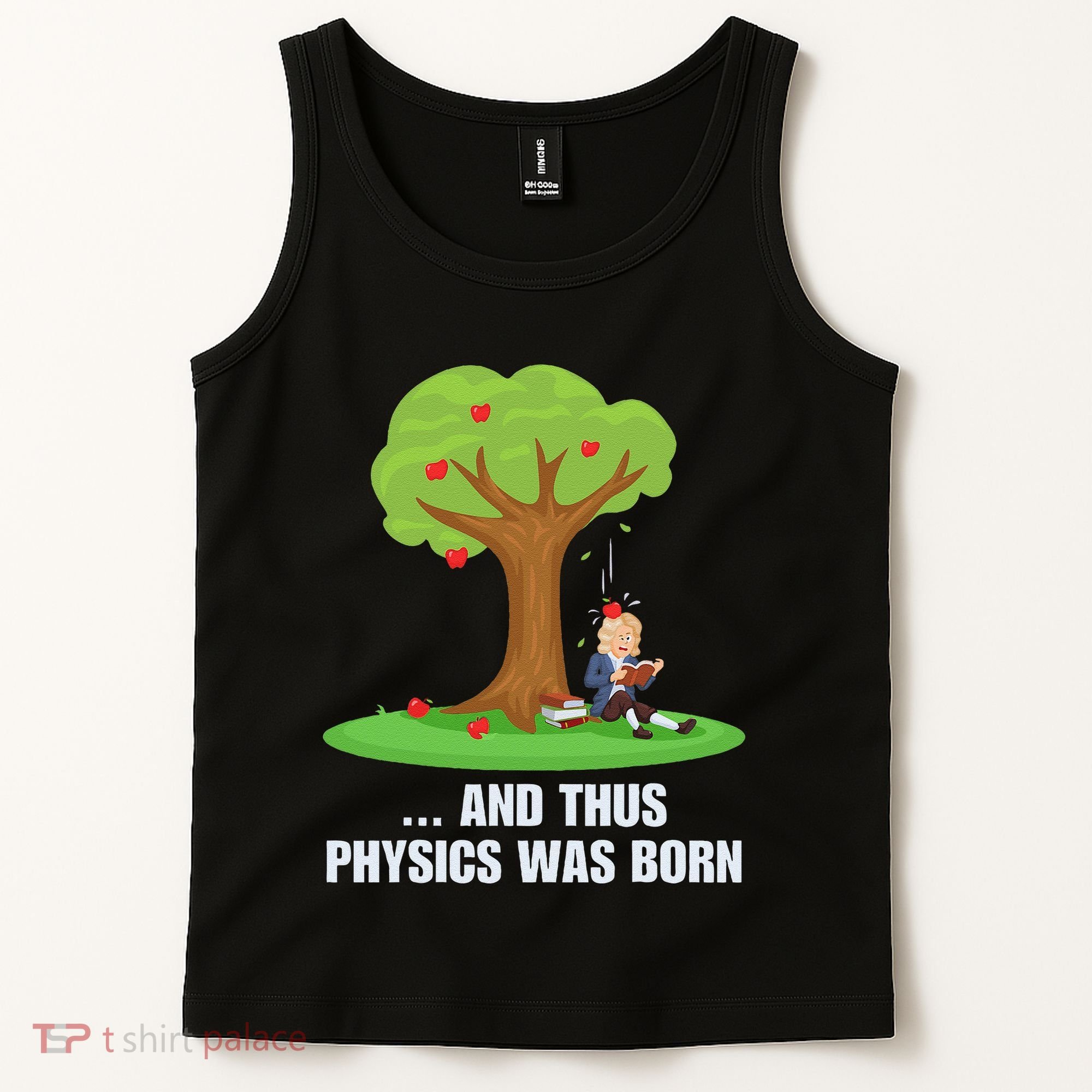 Funny Science Joke Apple Falling On Isaac Newton Physics Fun Tank Top