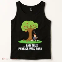 Funny Science Joke Apple Falling On Isaac Newton Physics Fun Tank Top thumb 2