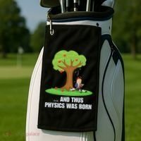 Funny Science Joke Apple Falling On Isaac Newton Physics Fun Golf Towel thumb 2
