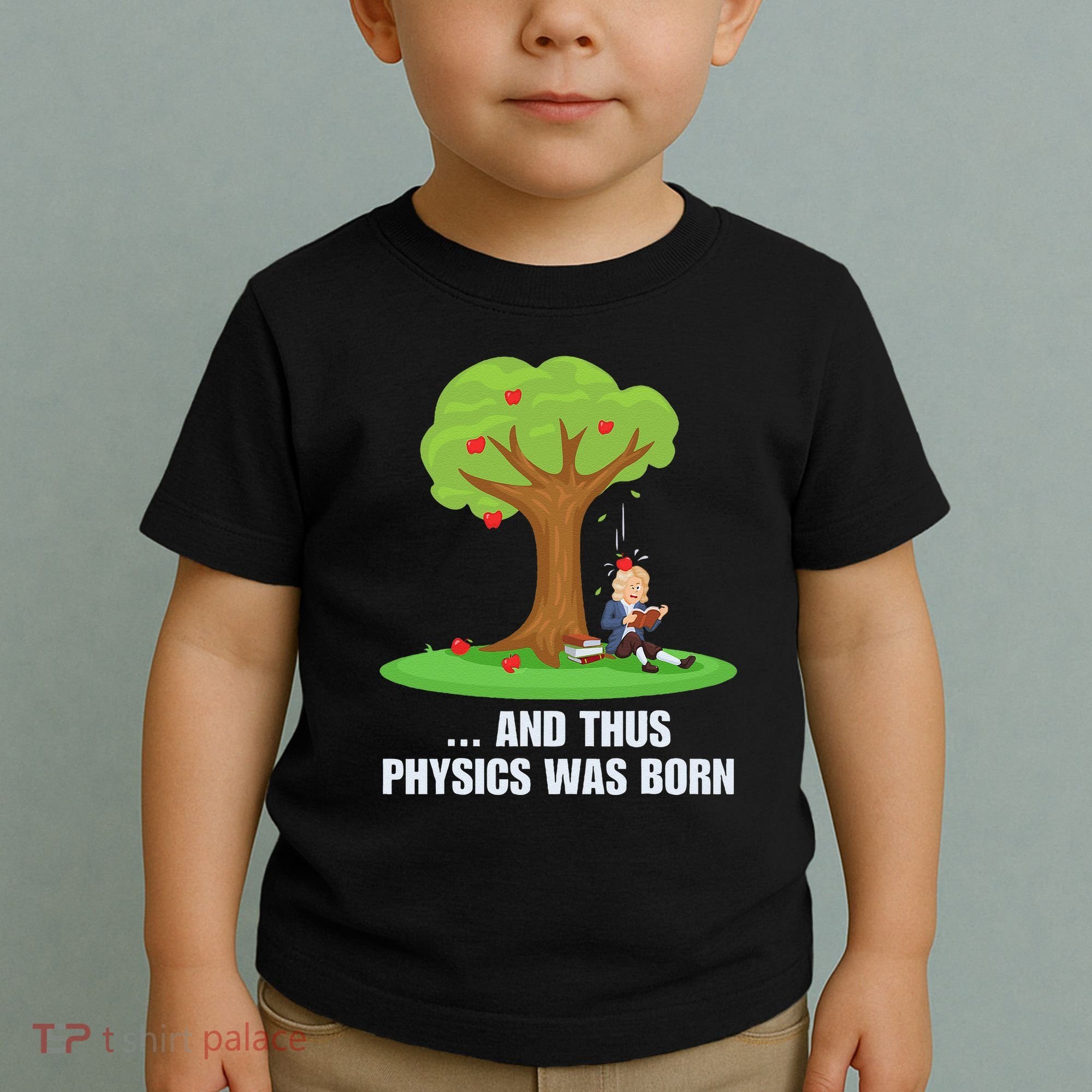 Funny Science Joke Apple Falling On Isaac Newton Physics Fun Toddler T-Shirt