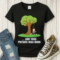 Funny Science Joke Apple Falling On Isaac Newton Physics Fun Women's T-Shirt thumb 3