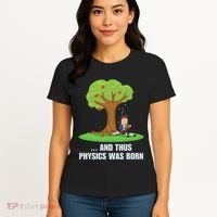 Funny Science Joke Apple Falling On Isaac Newton Physics Fun Women's T-Shirt thumb 4