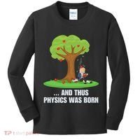 Funny Science Joke Apple Falling On Isaac Newton Physics Fun Kids Long Sleeve Shirt thumb 0