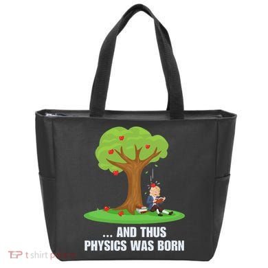 Funny Science Joke Apple Falling On Isaac Newton Physics Fun Tote Bag
