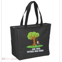 Funny Science Joke Apple Falling On Isaac Newton Physics Fun Tote Bag thumb 2