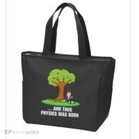 Funny Science Joke Apple Falling On Isaac Newton Physics Fun Tote Bag thumb 3