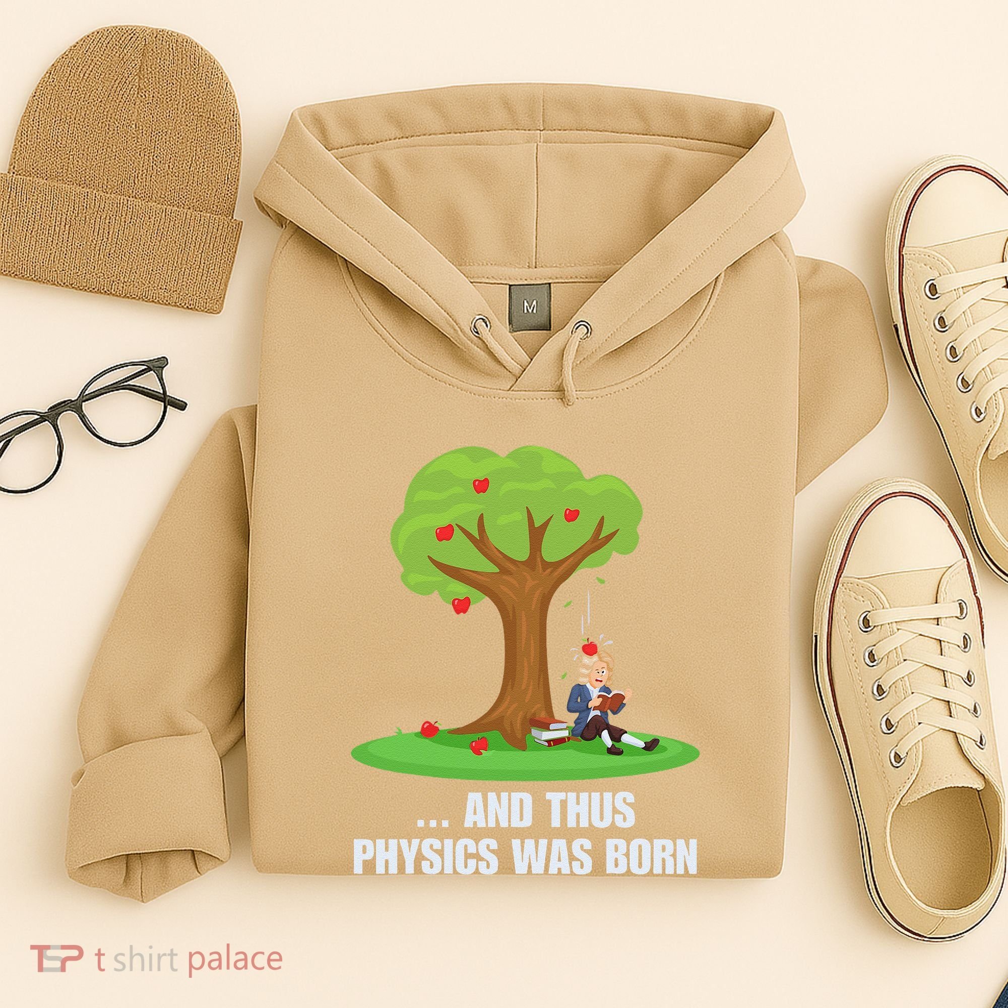 Funny Science Joke Apple Falling On Isaac Newton Physics Fun Hoodie