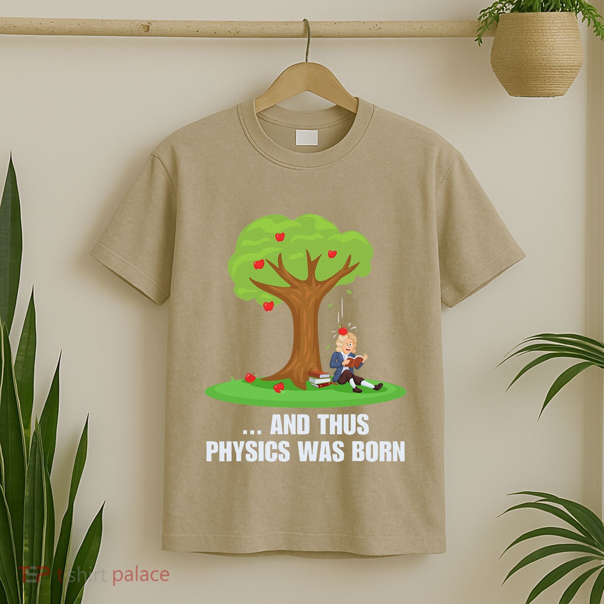 Funny Science Joke Apple Falling On Isaac Newton Physics Fun T-Shirt