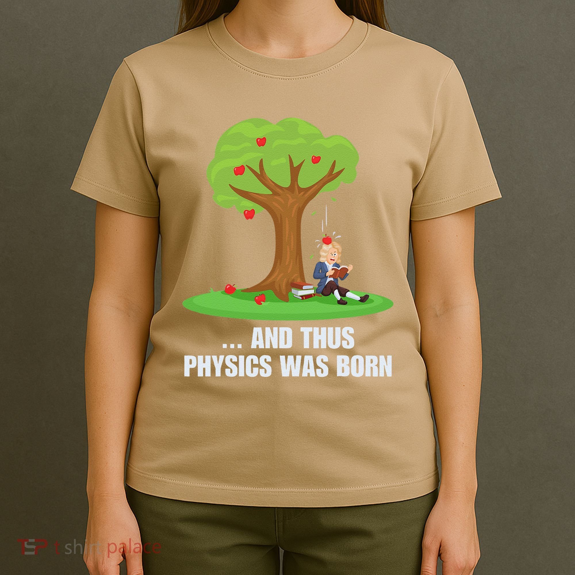 Funny Science Joke Apple Falling On Isaac Newton Physics Fun T-Shirt