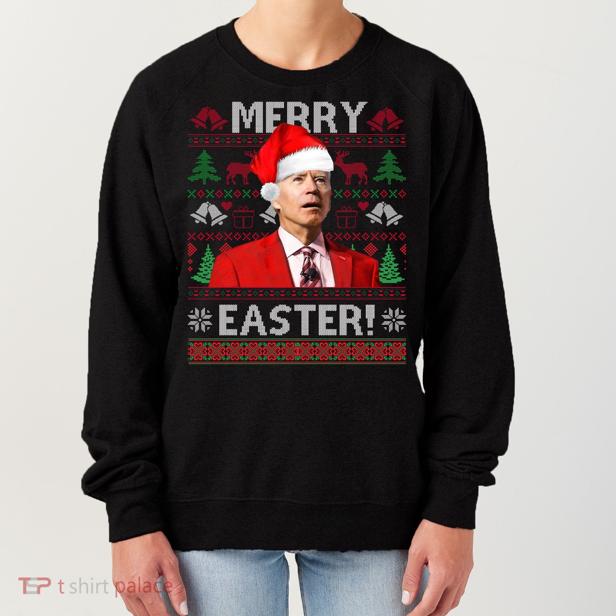 Funny Santa Joe Biden Merry Easter Ugly Christmas Women's Sweatshirt