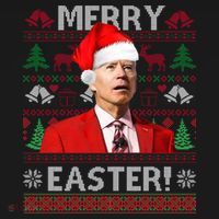 Funny Santa Joe Biden Merry Easter Ugly Christmas Backpack thumb 2