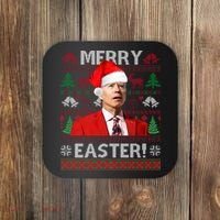 Funny Santa Joe Biden Merry Easter Ugly Christmas Coaster thumb 0