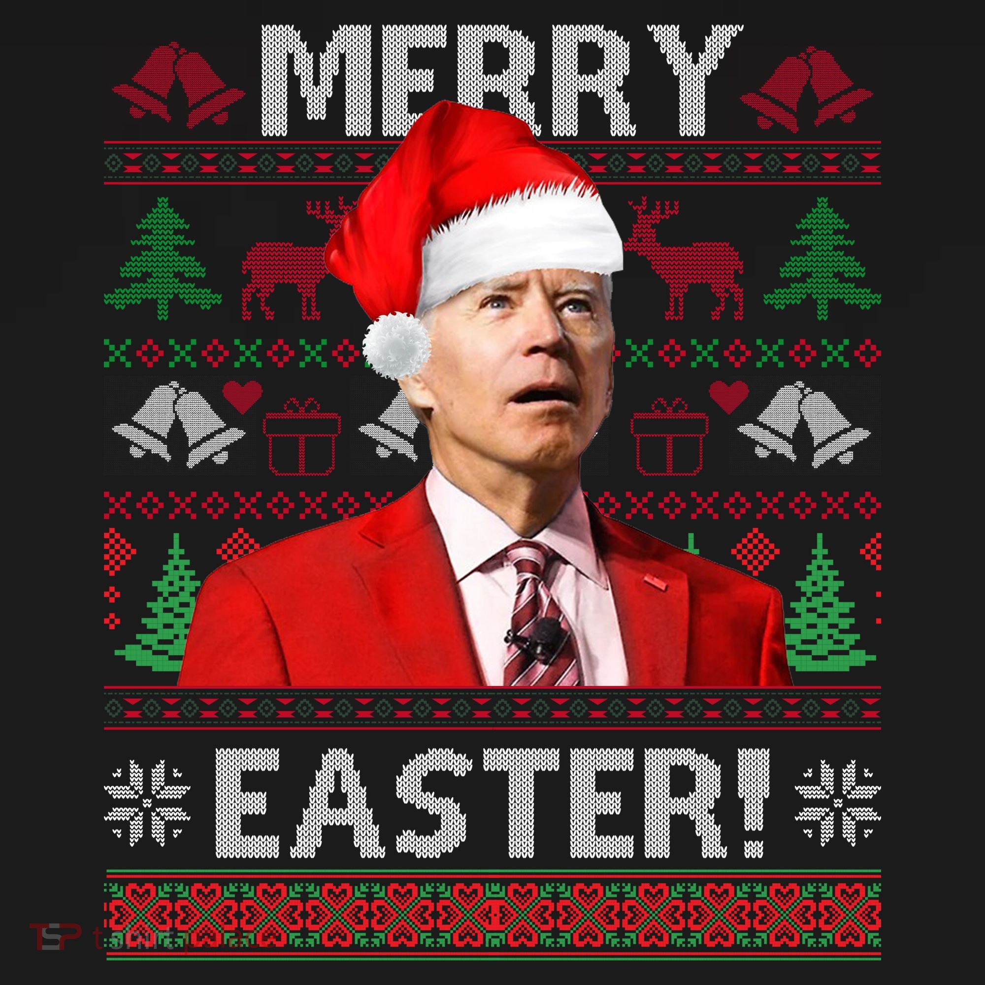 Funny Santa Joe Biden Merry Easter Ugly Christmas Coaster