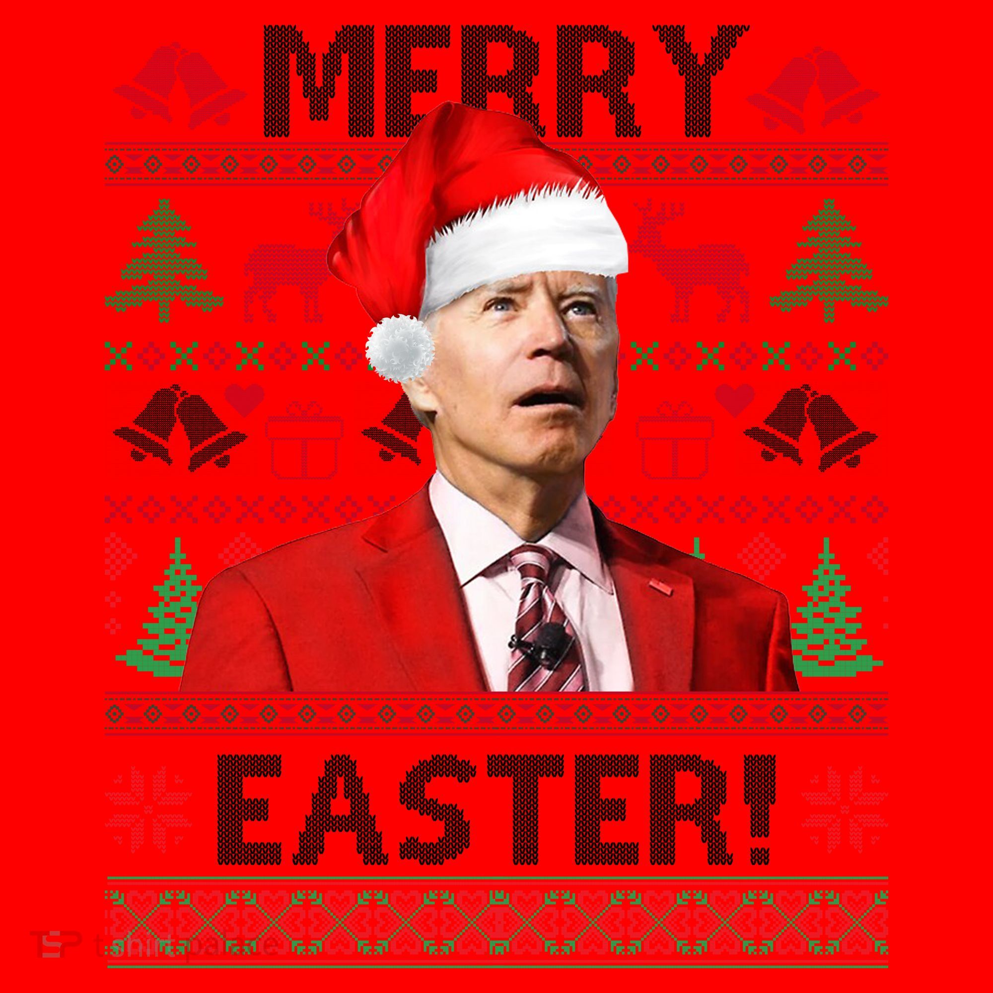 Funny Santa Joe Biden Merry Easter Ugly Christmas Santa Hat