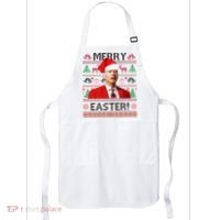 Funny Santa Joe Biden Merry Easter Ugly Christmas Apron thumb 0