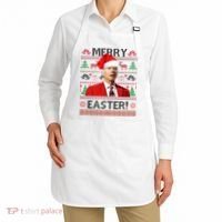 Funny Santa Joe Biden Merry Easter Ugly Christmas Apron thumb 2