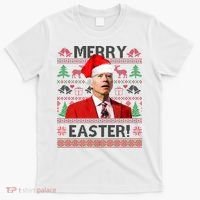 Funny Santa Joe Biden Merry Easter Ugly Christmas T-Shirt thumb 0